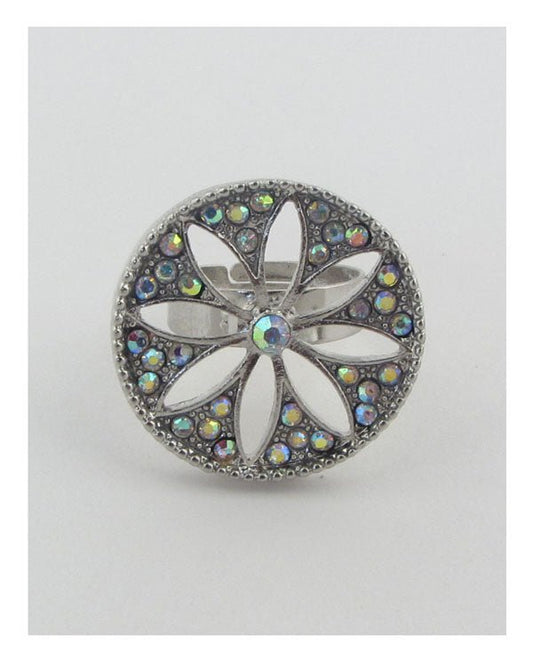 Adjustable cut out flower ring - ZLA