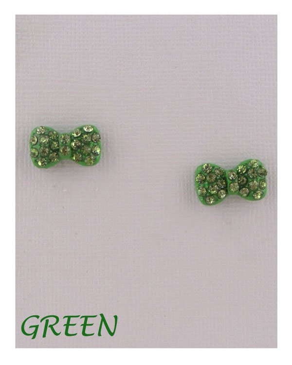 Bow earrings w/decorative rhinestones - ZLA