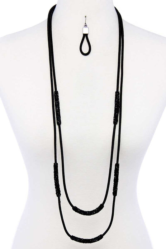 Double Layer Chic Long Necklace And Earring Set - ZLA
