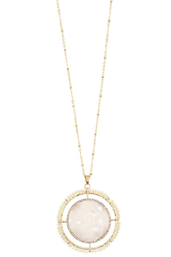 Faceted bead acetate circle pendant necklace set - ZLA