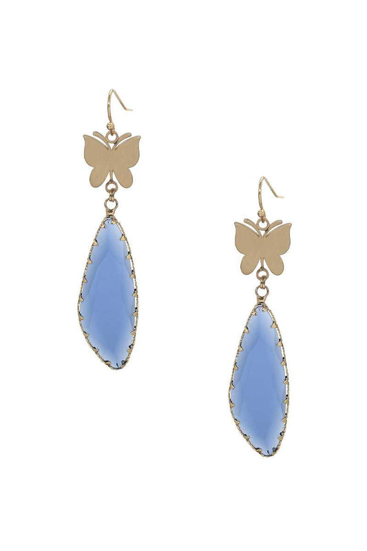 Fashion Butterfly Clear Stone Dangle Earring - ZLA