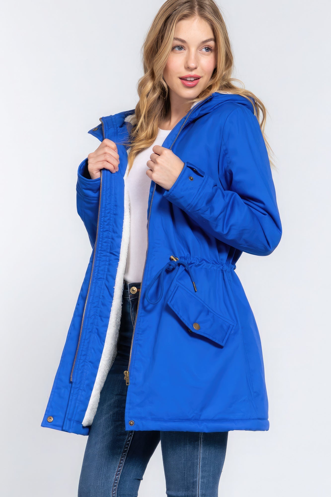 Fleece Lined Fur Hoodie Utility Jacket - Premium  from ZLA - Just $46! Shop now at ZLA
