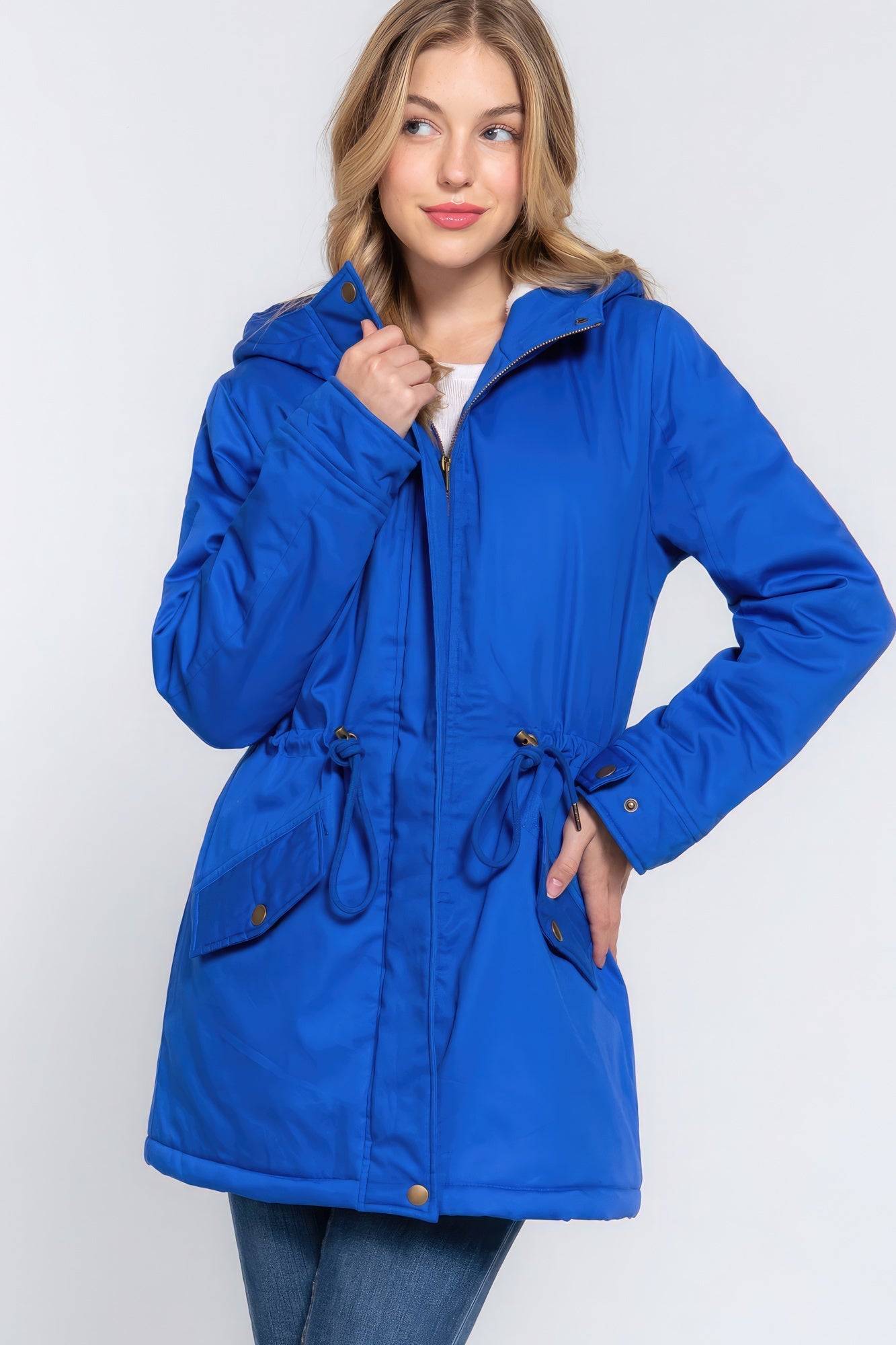 Fleece Lined Fur Hoodie Utility Jacket - Premium  from ZLA - Just $46! Shop now at ZLA