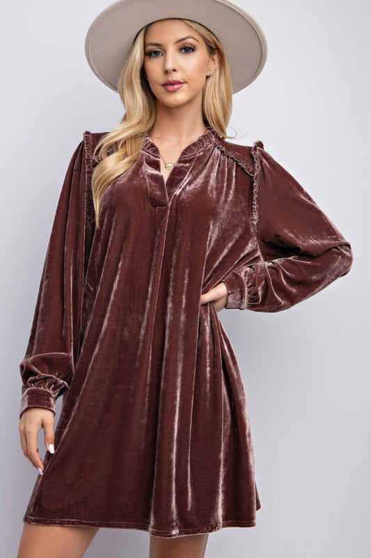 Mini Ruffle Detailing Velvet Dress - Premium  from ZLA - Just $52! Shop now at ZLA