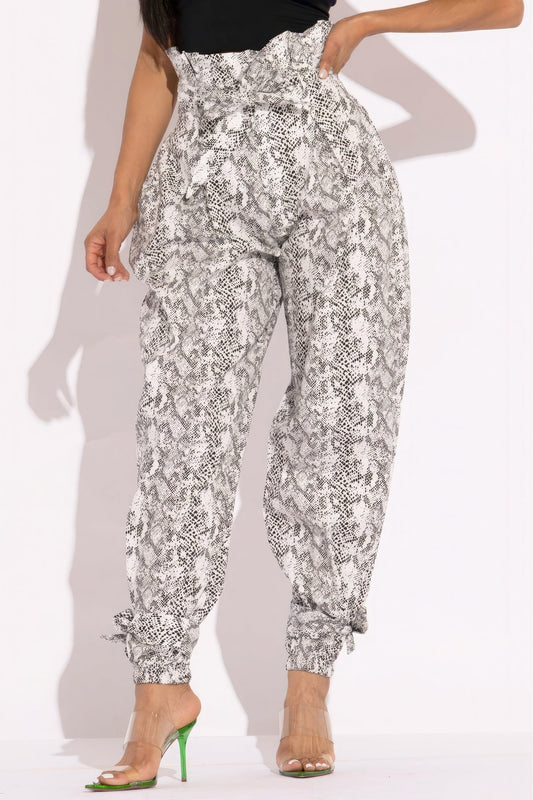 Snake Skin Printed Paper Bag Style Cargo Pants - Premium  from ZLA - Just $44! Shop now at ZLA