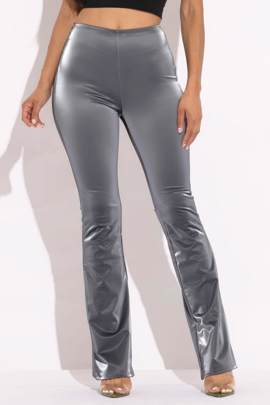 Velvet Pu Flared Pants - Premium  from ZLA - Just $34! Shop now at ZLA