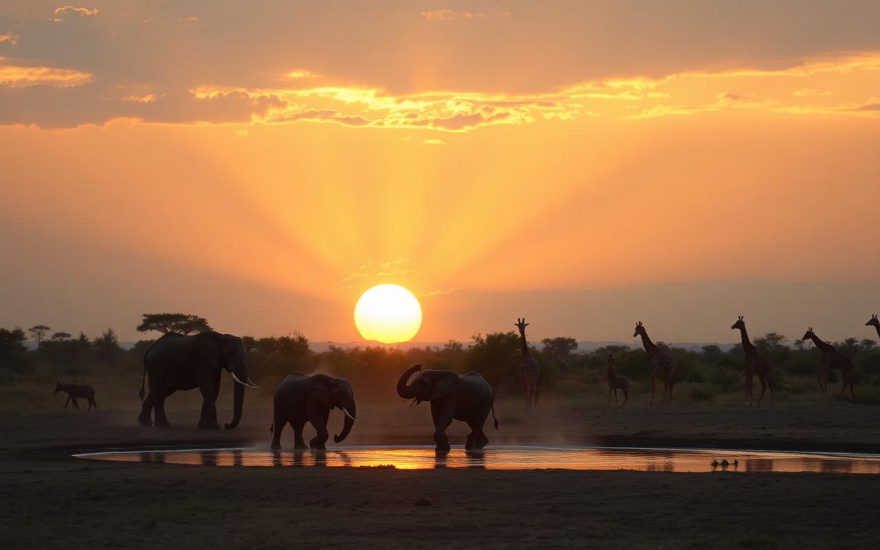 Wildlife Waterhole, Maasai Mara