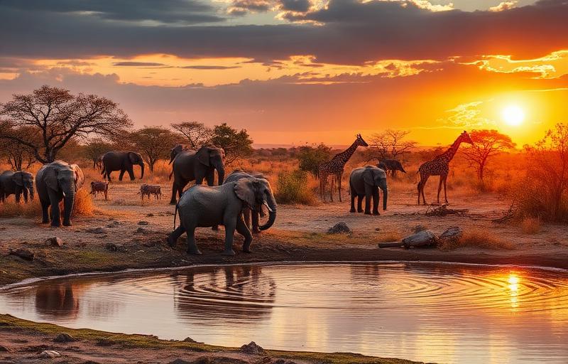 Serengeti Waterhole — Golden Hour