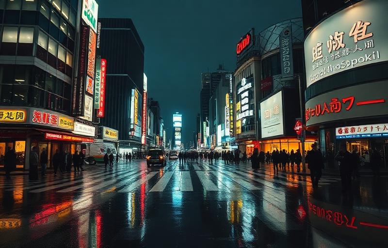 Shibuya Crossing — Rainy Friday Night