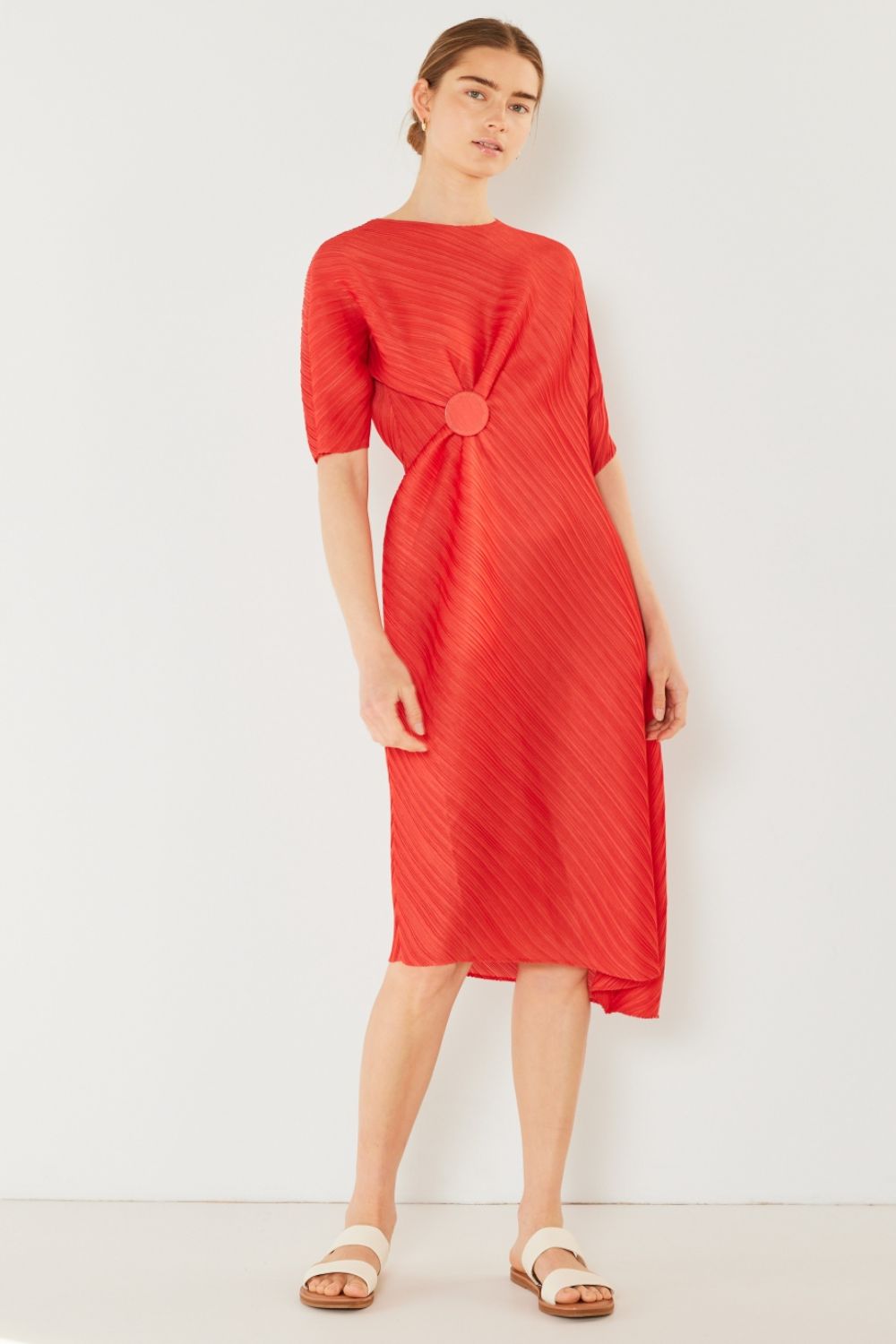 Marina West Swim Pleated Dolman Sleeve Dress