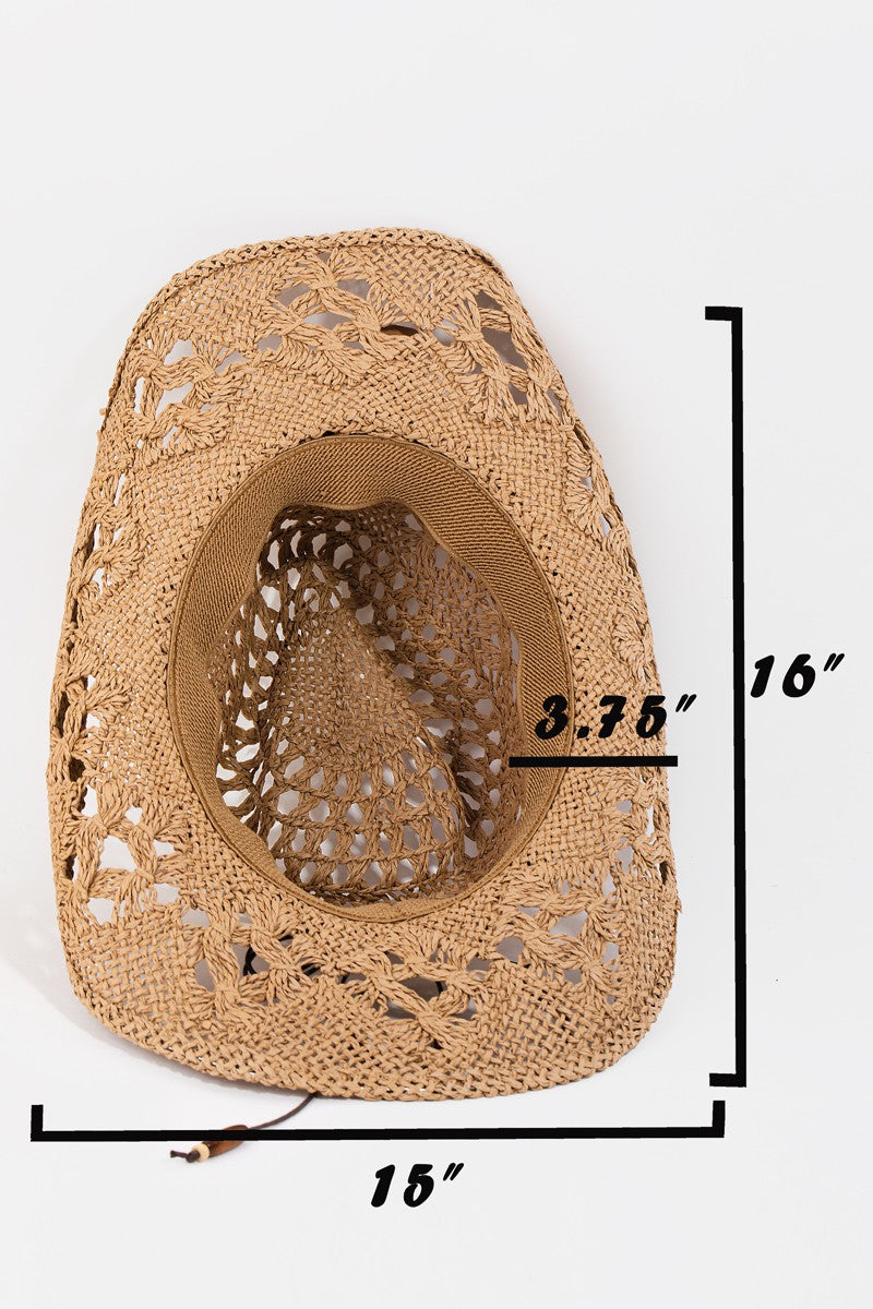 Fame Cutout Strap Weave Straw Hat