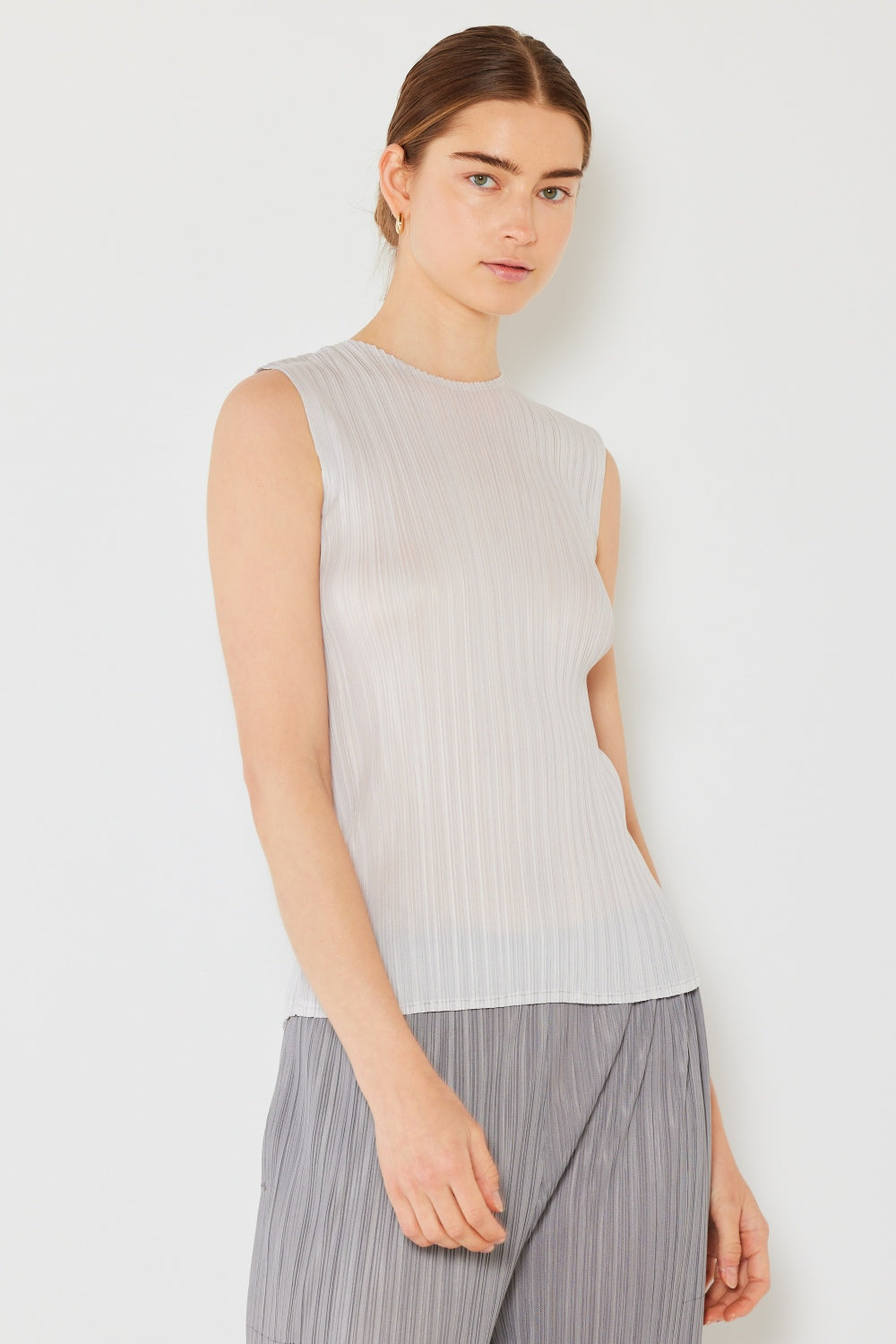 Marina West Swim Pleated Sleeveless Crewneck Tank