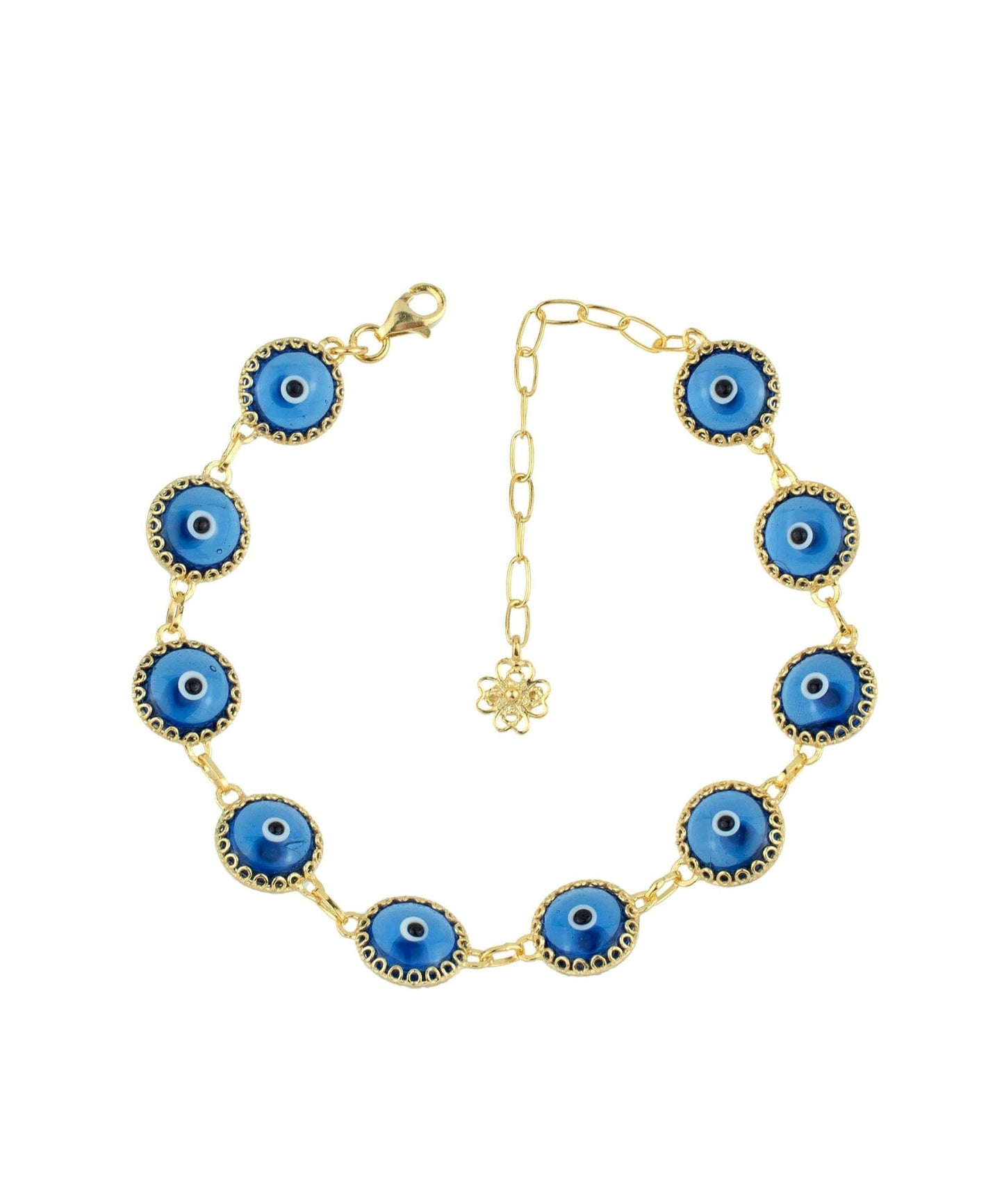 10 Beads Blue Evil Eye Women Gold Plated Silver Link Bracelet - Premium Jewelry & Watches from Scarlet Corydalis - Just $19.77! Shop now at ZLA