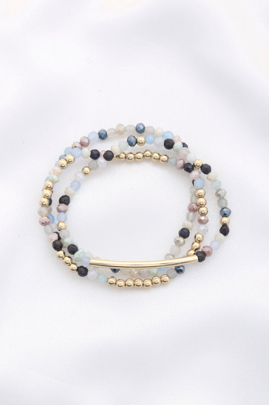 3 Row Glass Bead Stretch Bracelet - ZLA