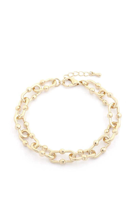 Oval Ball Link Metal Bracelet