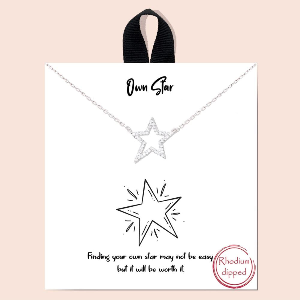 Own Star Rhinestone Dainty Metal Necklace