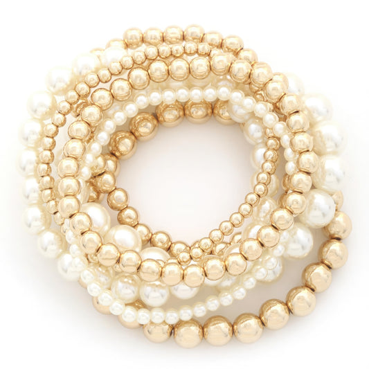 Pearl Ball Bead Bracelet Set