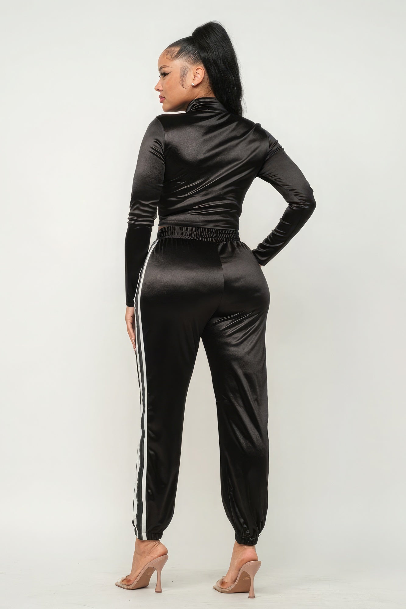 Front Zip Up Stripes Detail Jacket And Pants Set - Premium  from ZLA - Just $57.50! Shop now at ZLA