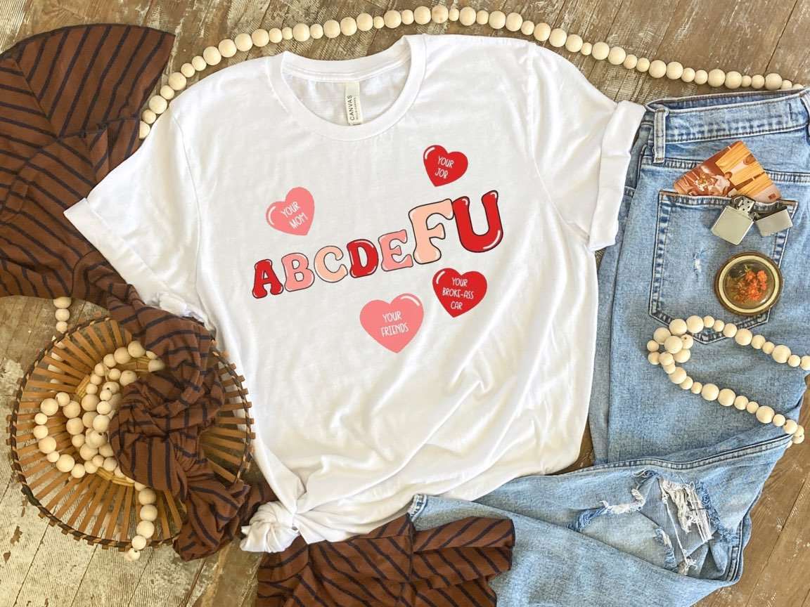 abcdeFU w/ 4 Red & Pink Hearts - Design 2 - Premium  from Blonde Tees - Just $25! Shop now at ZLA