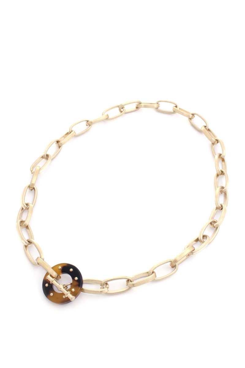 Acetate Ring Oval Link Toggle Clasp Necklace - ZLA