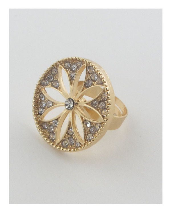 Adjustable cut out flower ring - ZLA