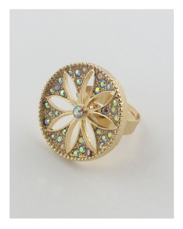 Adjustable cut out flower ring - ZLA