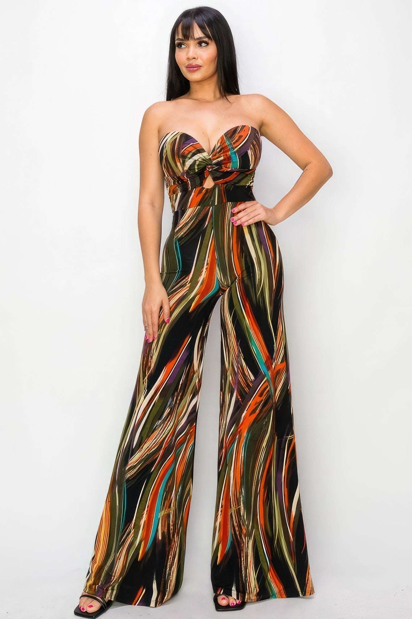 Allover Print Twist Front Wide Leg Jumpsuit - Premium  from ZLA - Just $49.50! Shop now at ZLA