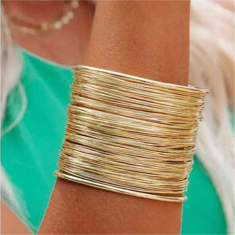 Alloy Layered Cuff Bracelet - Premium  from Trendsi - Just $7! Shop now at ZLA