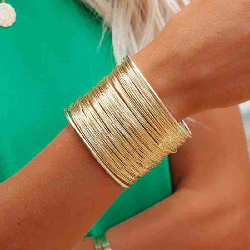 Alloy Layered Cuff Bracelet - Premium  from Trendsi - Just $7! Shop now at ZLA