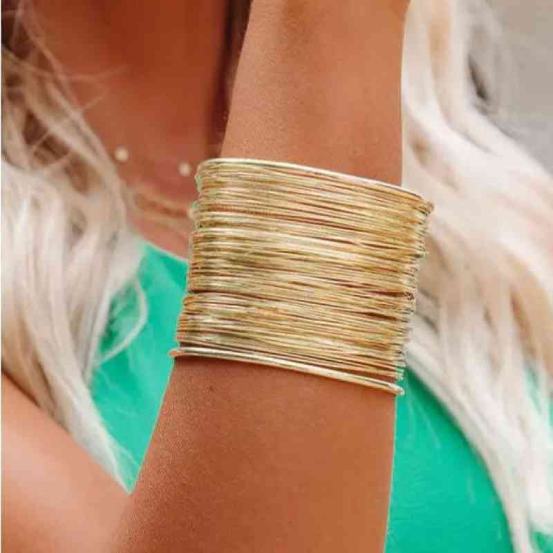 Alloy Layered Cuff Bracelet - Premium  from Trendsi - Just $7! Shop now at ZLA