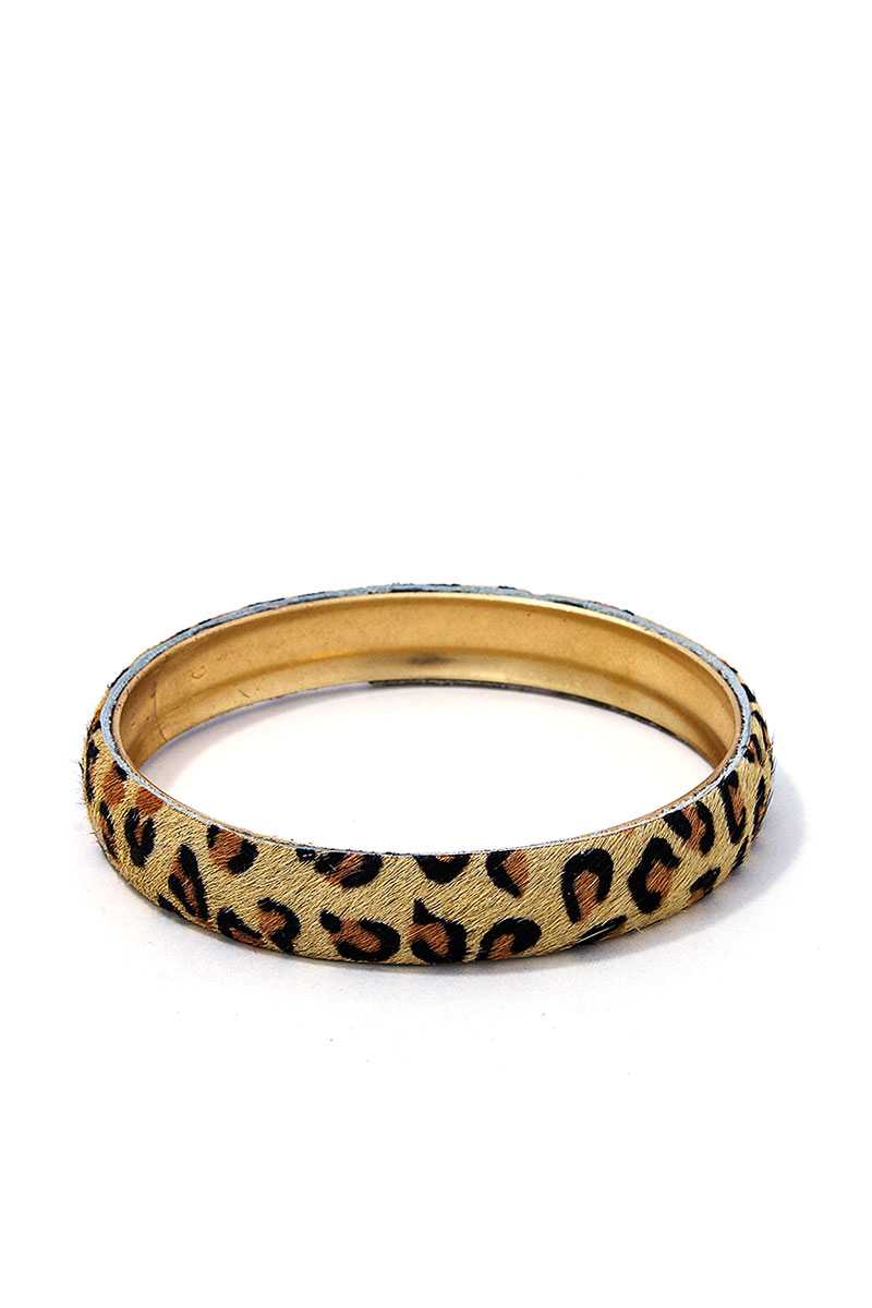 Animal Print Metal Bangle Bracelet - ZLA