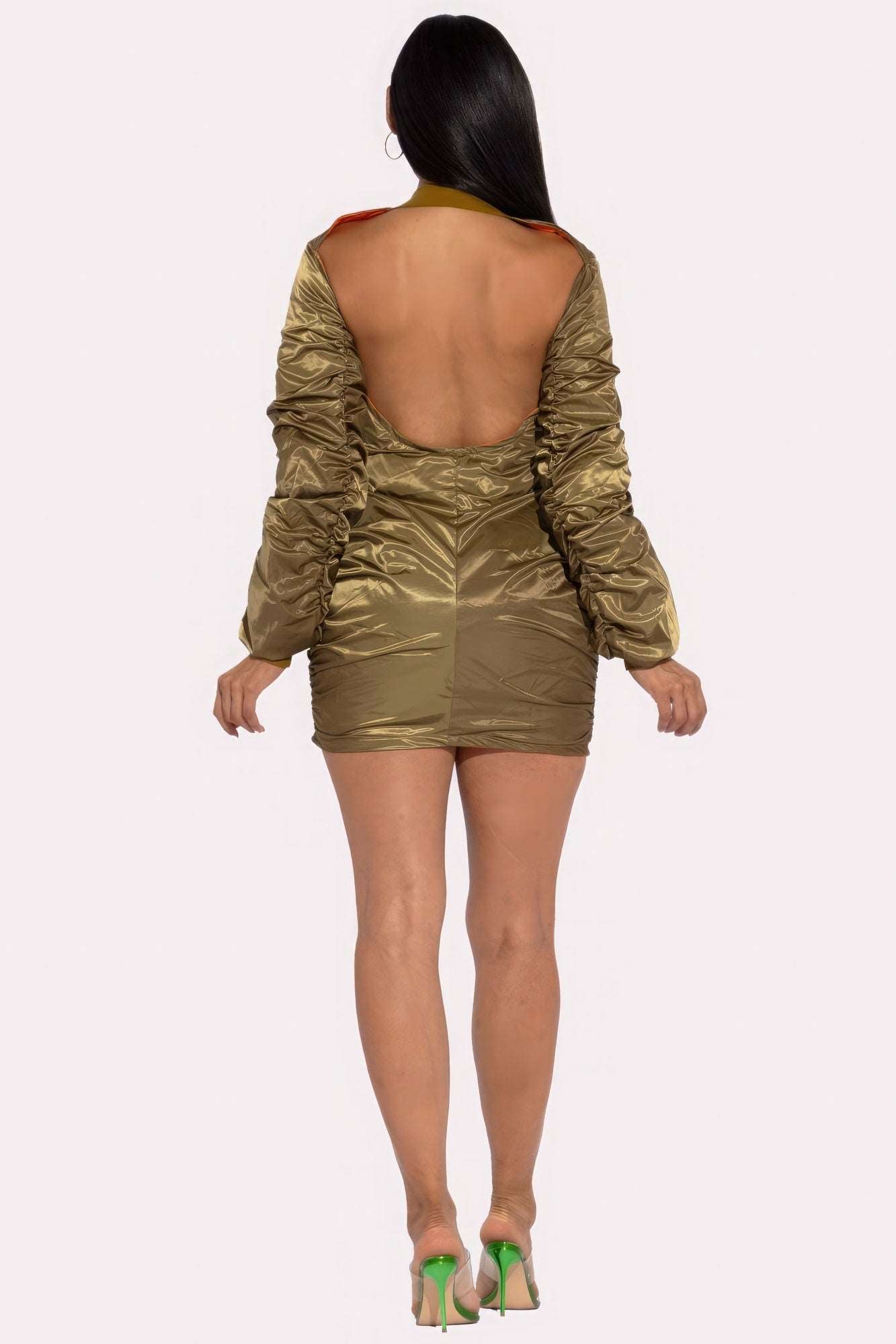 Backless Bomber Mini Dress - Premium  from ZLA - Just $78! Shop now at ZLA