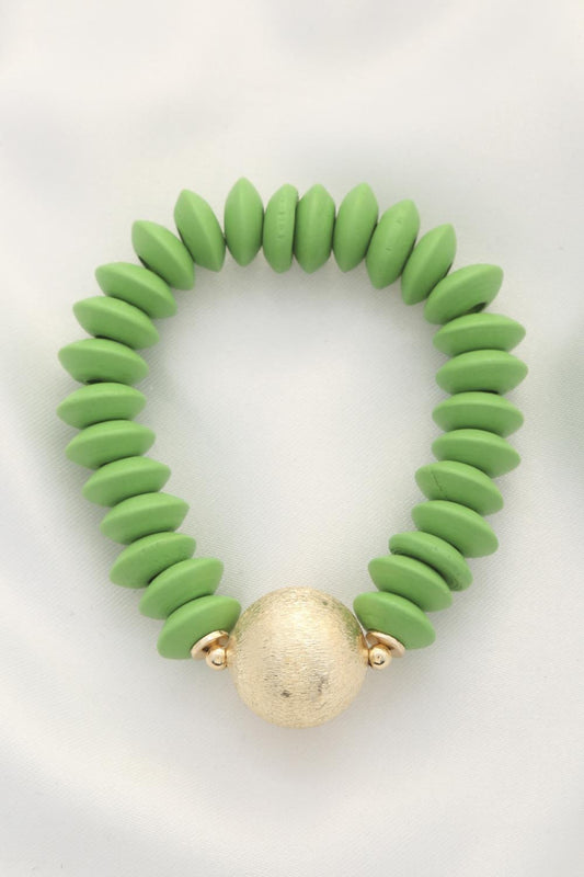 Ball Bead Wood Disc Bracelet - ZLA