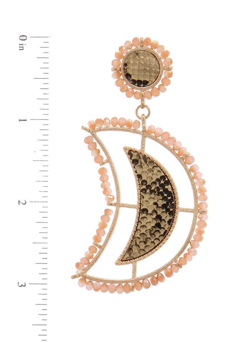 Beaded Snake Pattern Post Drop Earring - ZLA