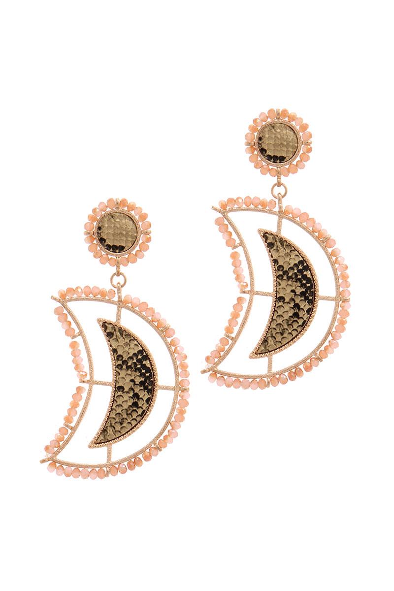 Beaded Snake Pattern Post Drop Earring - ZLA