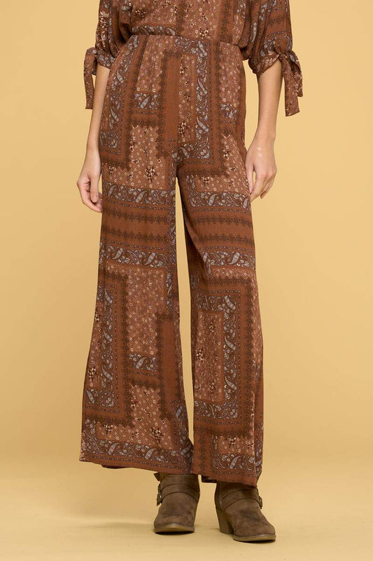 Boho Paisley Print Palazzo Pants - Premium Women's Clothing from Tan Hephaestus - Just $56.68! Shop now at ZLA