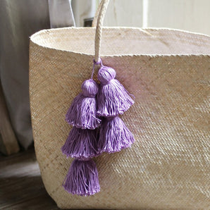 Borneo Sani Straw Tote Bag - with Purple Tassels - ZLA