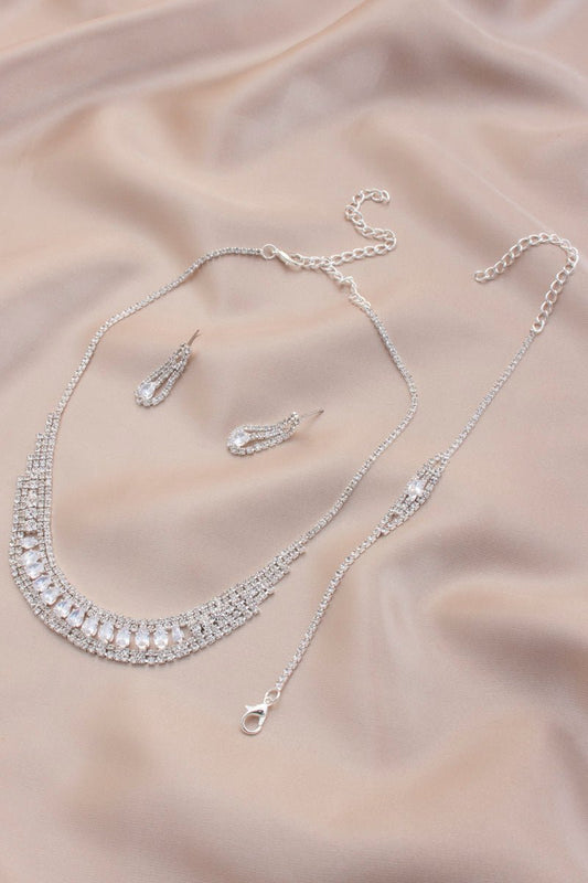 Bridal Rhinestone Bracelet Necklace Set - ZLA