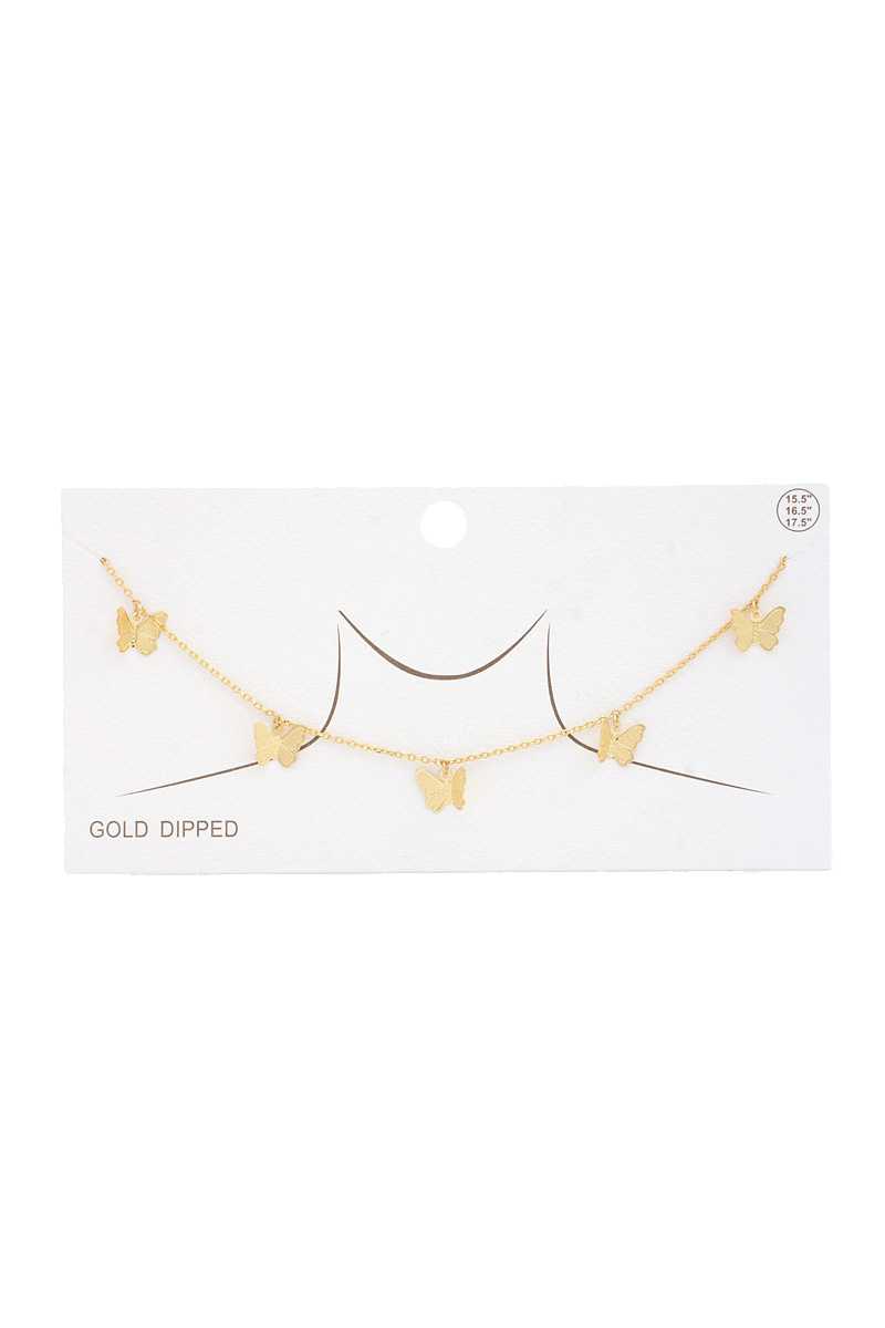 Butterfly Charm Gold Dipped Necklace - ZLA