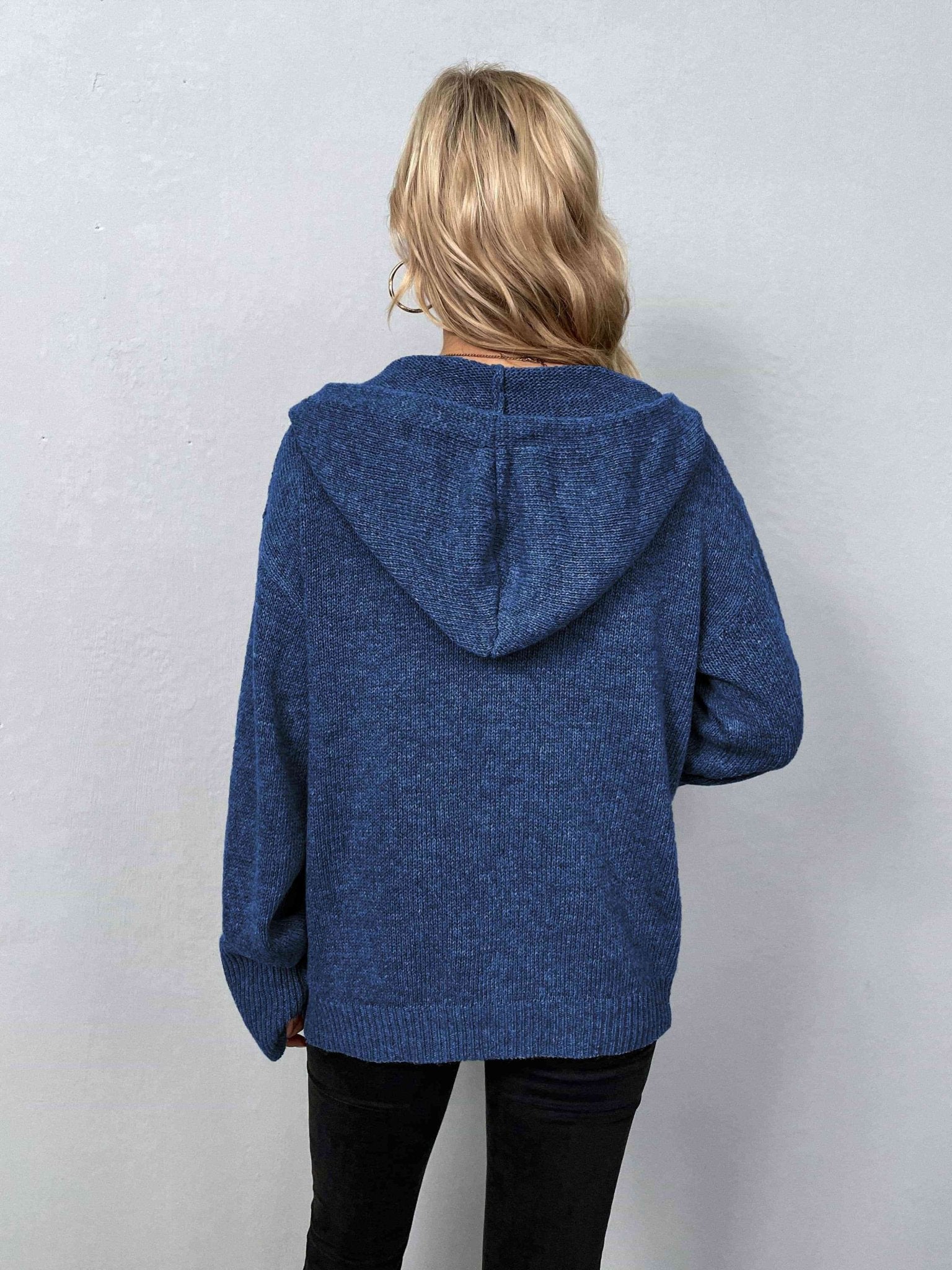 Button-Down Long Sleeve Hooded Sweater - Premium  from Trendsi - Just $37! Shop now at ZLA