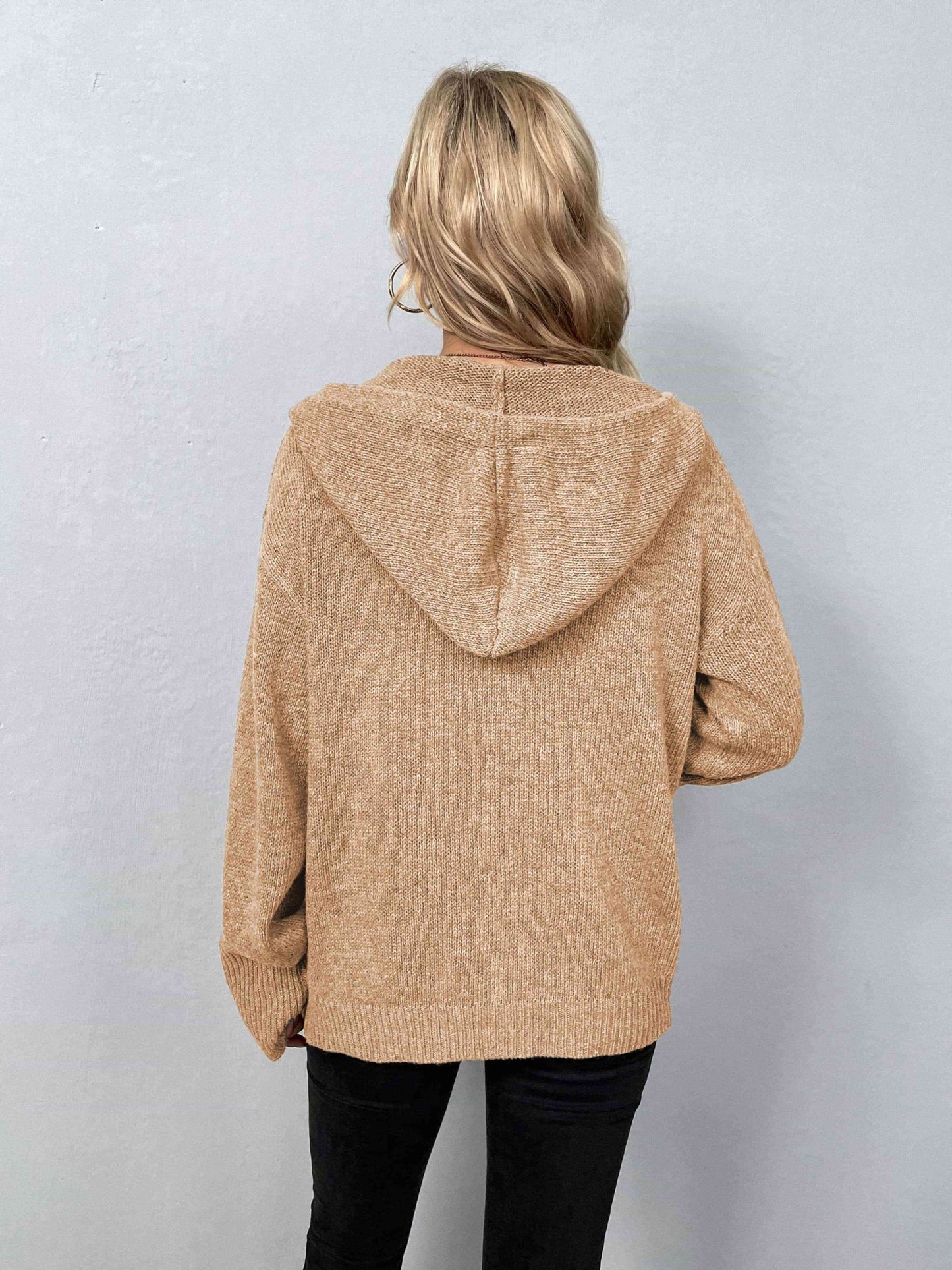 Button-Down Long Sleeve Hooded Sweater - Premium  from Trendsi - Just $37! Shop now at ZLA