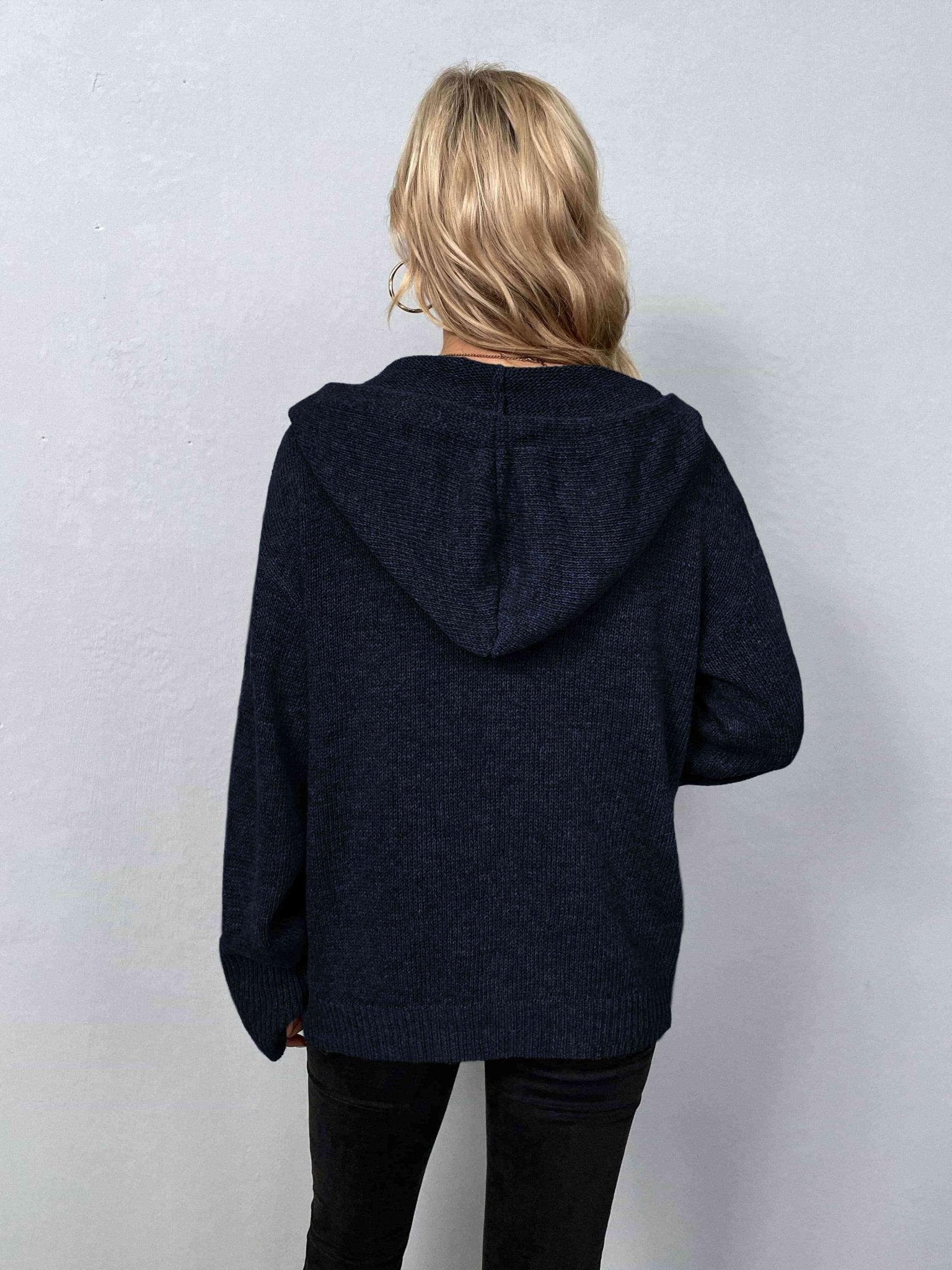 Button-Down Long Sleeve Hooded Sweater - Premium  from Trendsi - Just $37! Shop now at ZLA