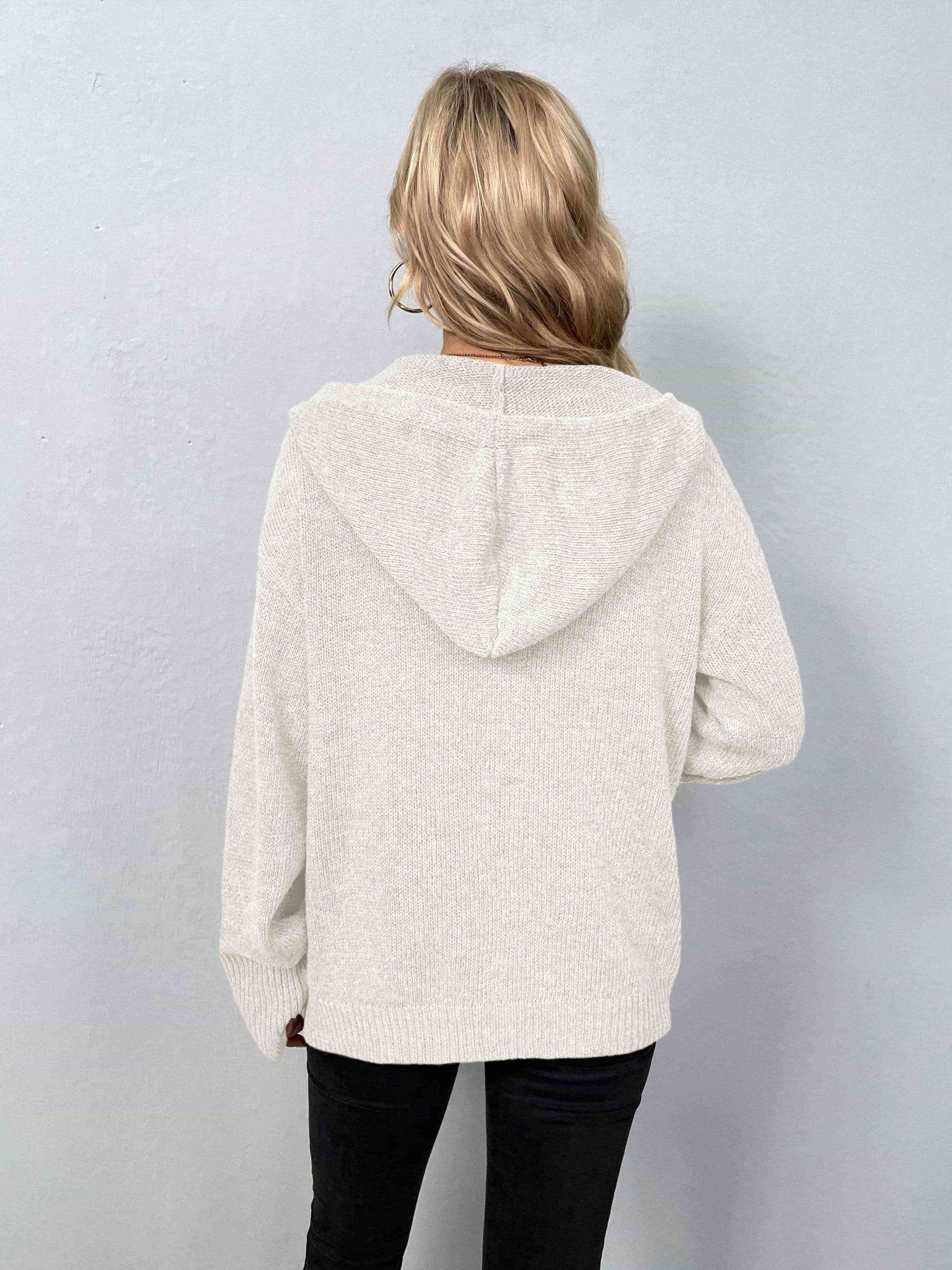 Button-Down Long Sleeve Hooded Sweater - Premium  from Trendsi - Just $37! Shop now at ZLA