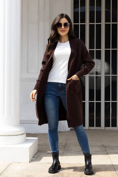 Button Up Long Sleeve Cardigan with Pockets - Premium  from Trendsi - Just $43! Shop now at ZLA