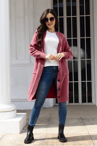 Button Up Long Sleeve Cardigan with Pockets - Premium  from Trendsi - Just $43! Shop now at ZLA