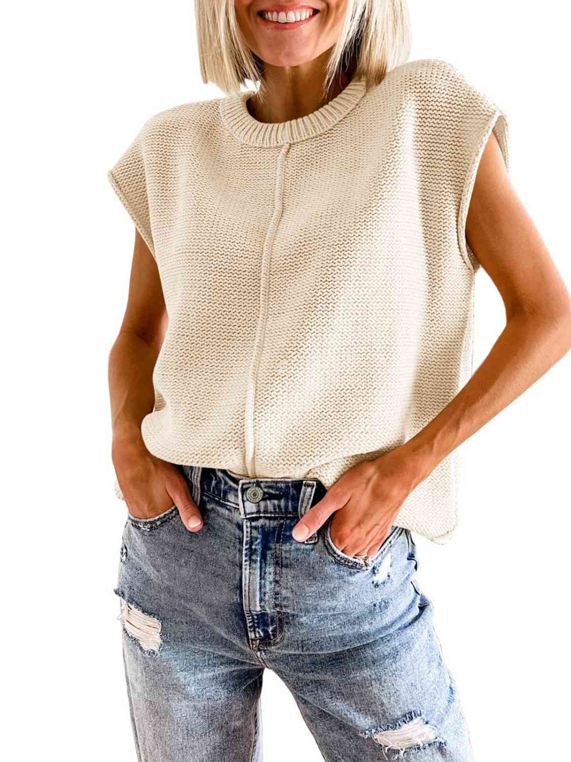 Cap Sleeve Sweater Vest - Premium  from Trendsi - Just $25! Shop now at ZLA