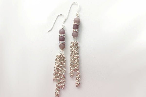 Chain Maille Earrings | Amethyst Jade and Clear Glass - Premium Jewelry & Watches from Purple Tartarus - Just $27.69! Shop now at ZLA