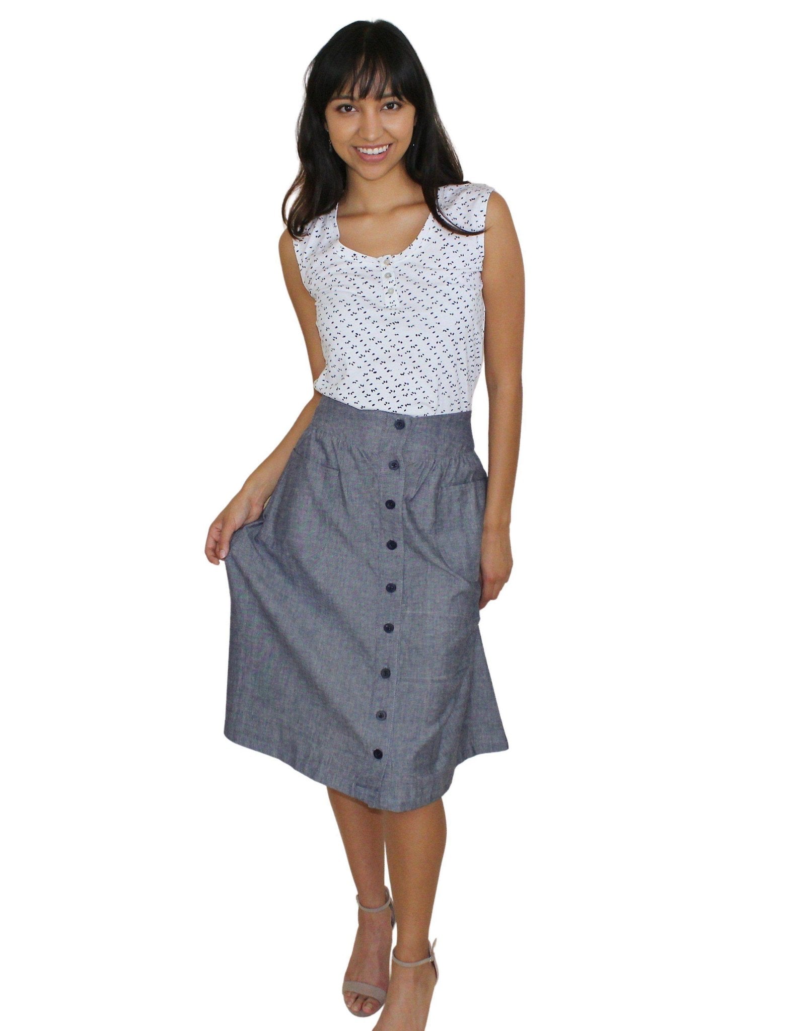 Chambray Midi Skirt - Premium  from Passion Lilie - Just $62! Shop now at ZLA