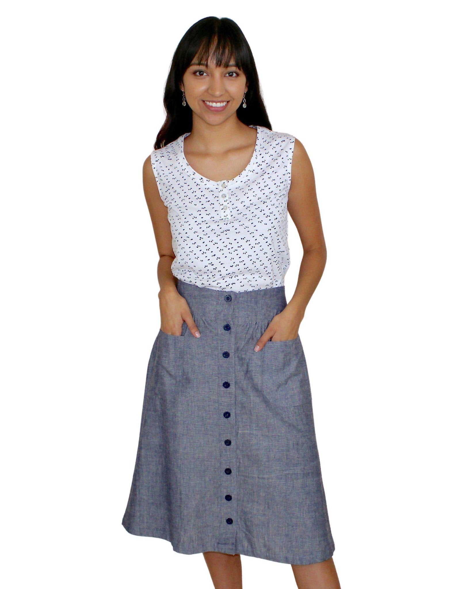 Chambray Midi Skirt - Premium  from Passion Lilie - Just $62! Shop now at ZLA