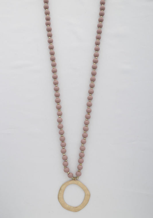 Circle Pendant Beaded Necklace - ZLA